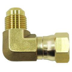 KBZ brass elbow front view showing compact 90° angle and threaded ends for secure connection