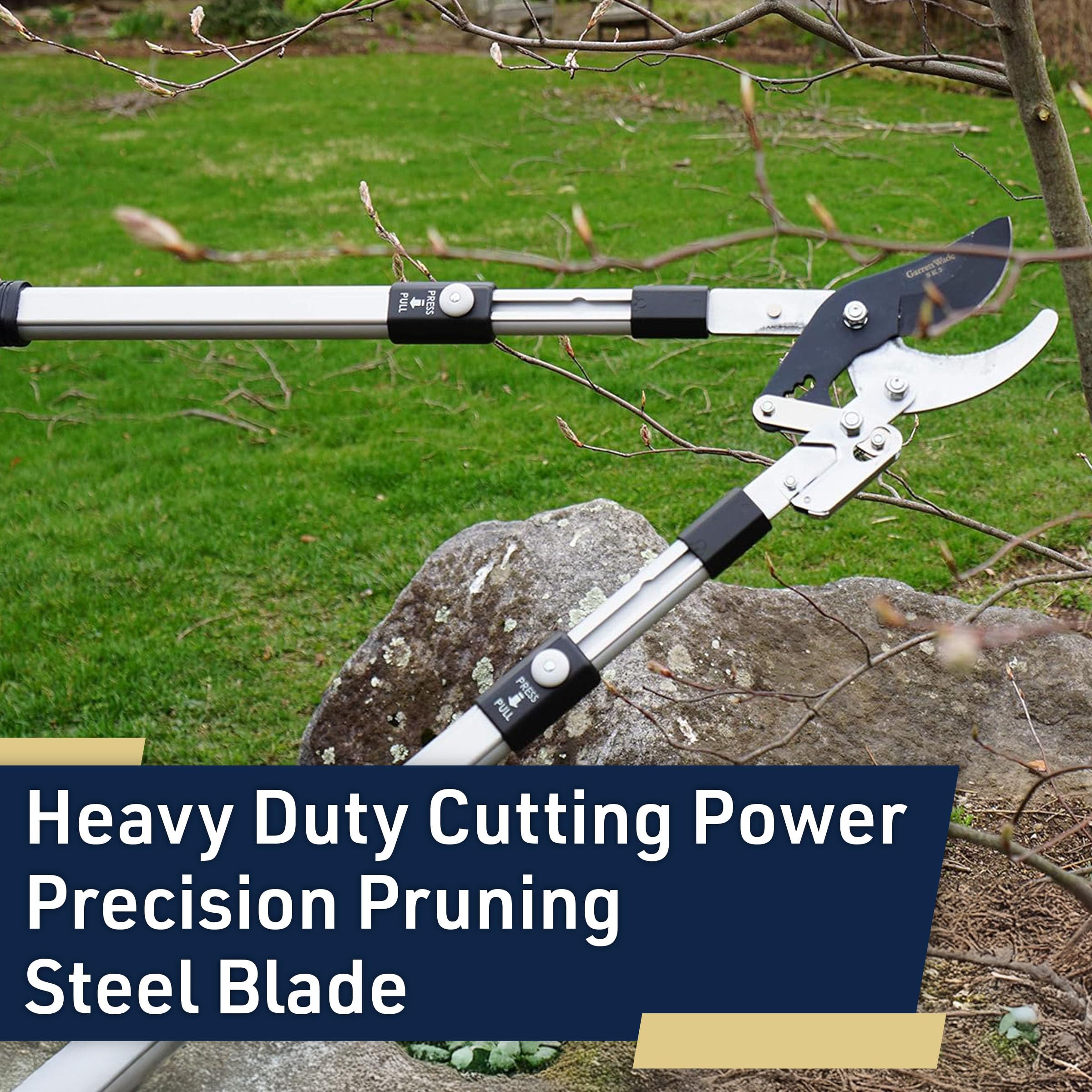 Kings County Tools next to a branch for scale to illustrate size and cutting capability