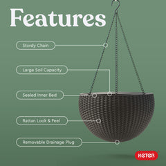 Keter planter filled with trailing greenery showcasing decorative appeal and space saving