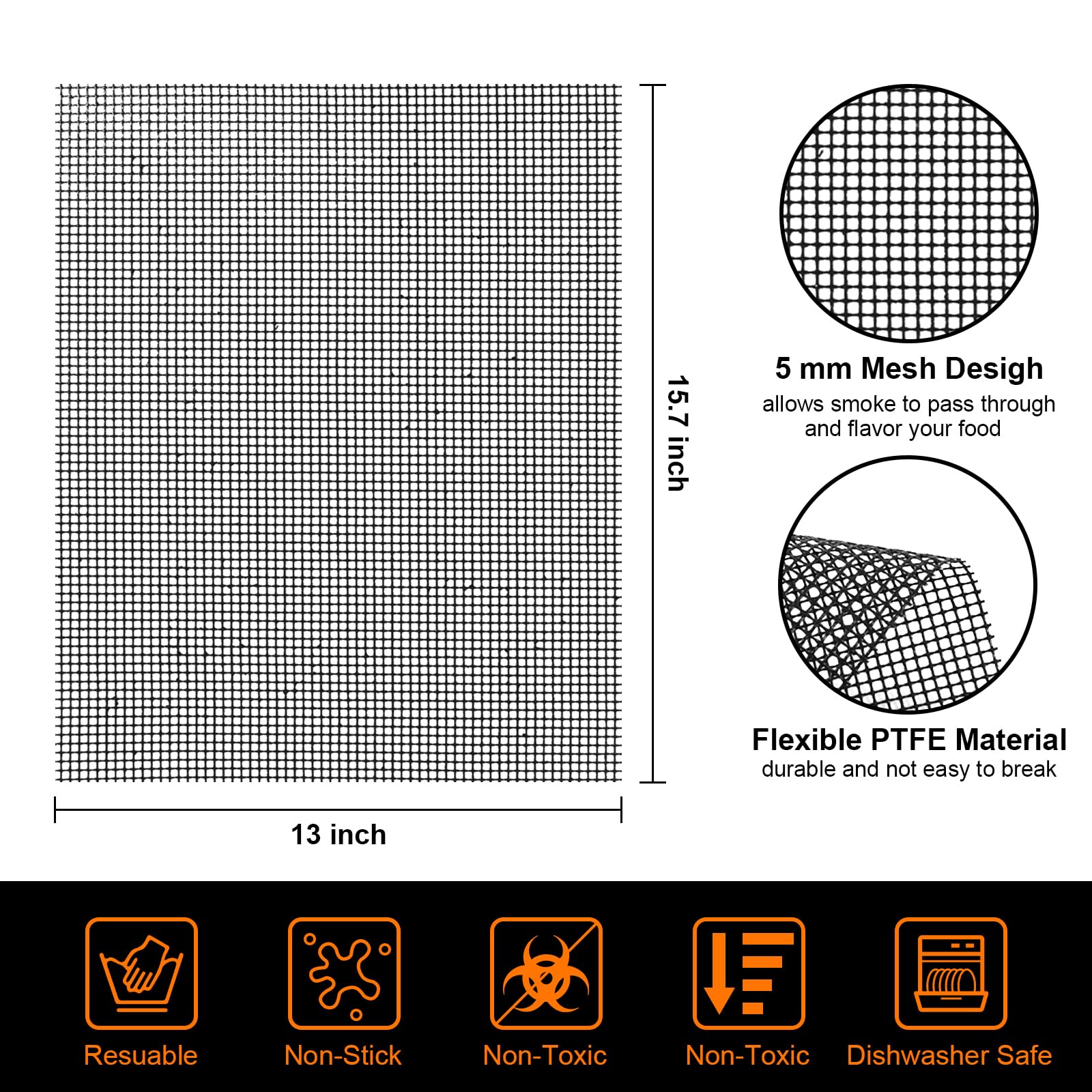 KICKOIL close-up of mesh texture showing even heat flow and durability