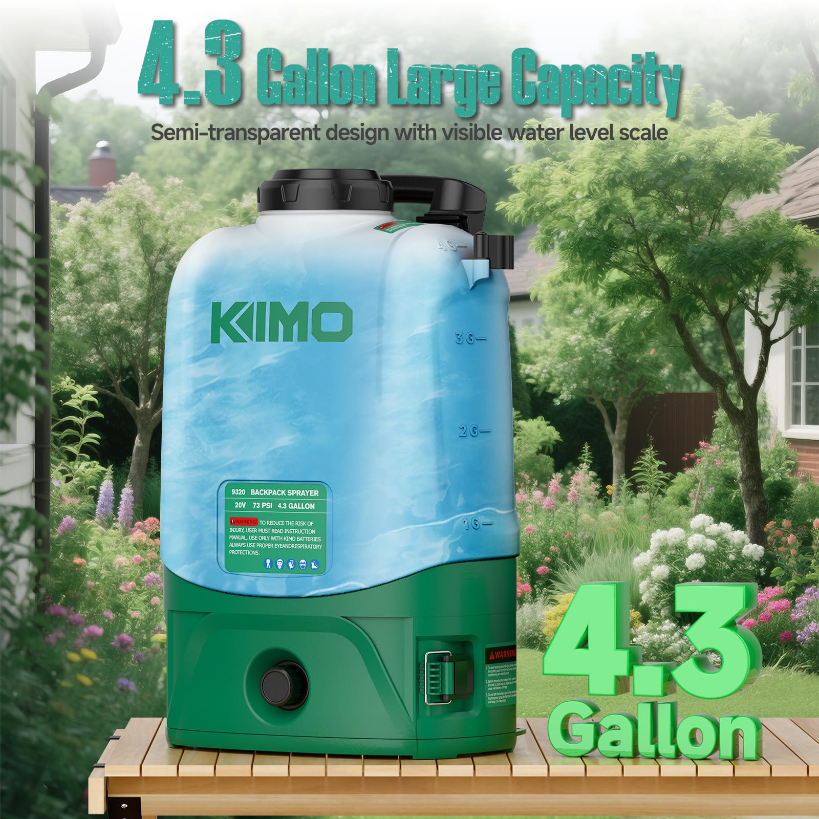 KIMO handle and locking trigger enabling hands‑free continuous spraying
