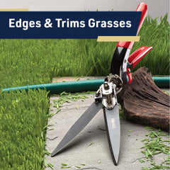 Kings County Tools shears trimming grass along a walkway for neat edging and control