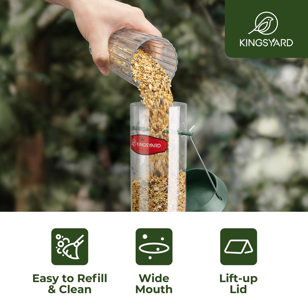 Kingsyard hanging feeder in yard demonstrating placement for better bird watching