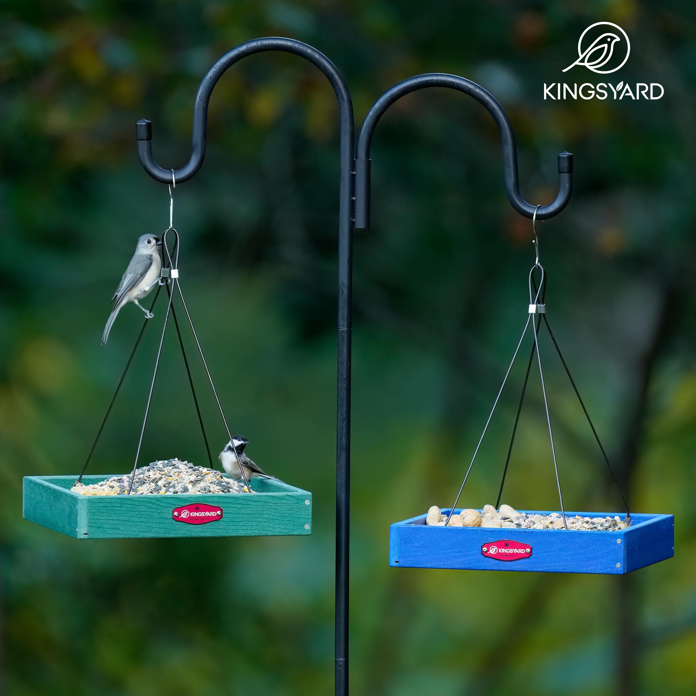 Kingsyard feeder hanging on a porch railing showing attractive garden placement benefit