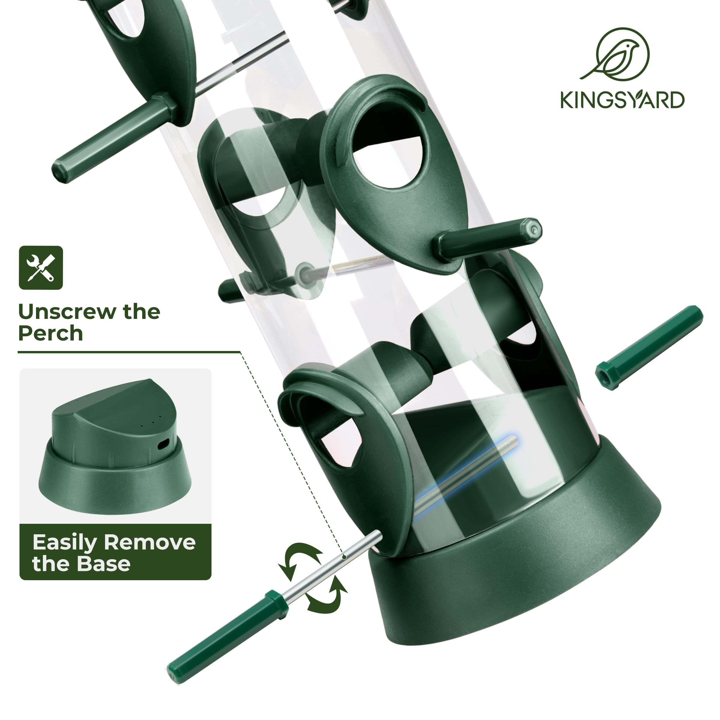 Kingsyard removable base detail for tool-free cleaning and improved hygiene