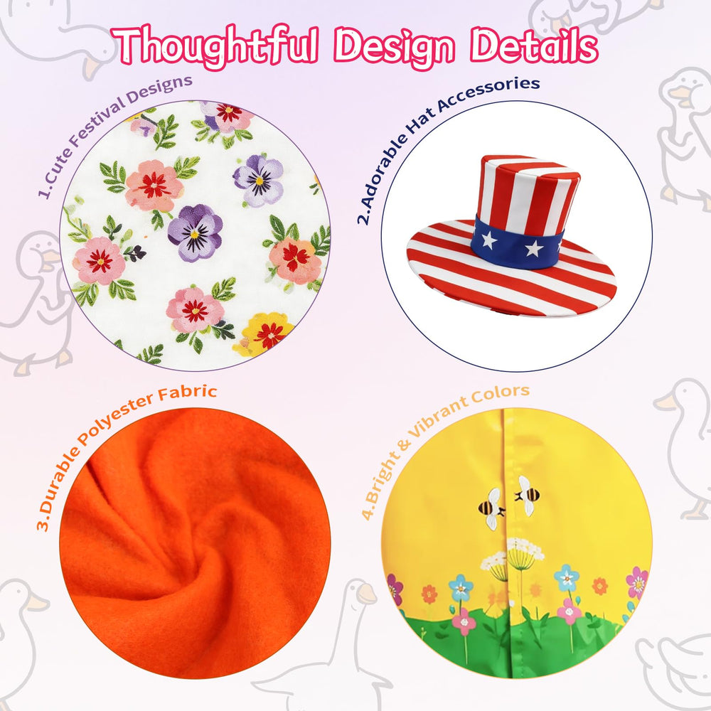 Kinhzrude spring floral outfit on goose statue adding bright seasonal charm