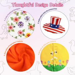 Kinhzrude spring floral outfit on goose statue adding bright seasonal charm