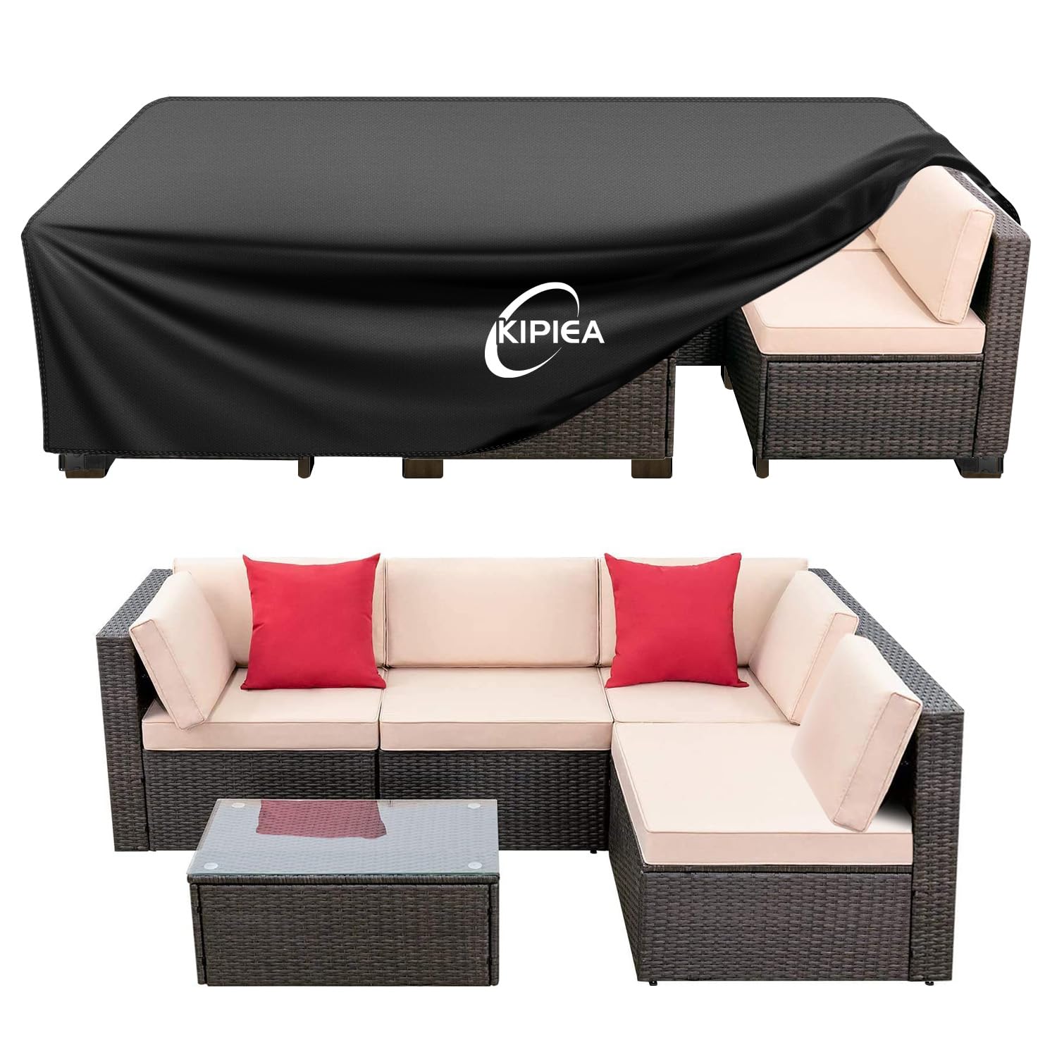 Kipiea front view on patio protecting table and chairs for weather protection