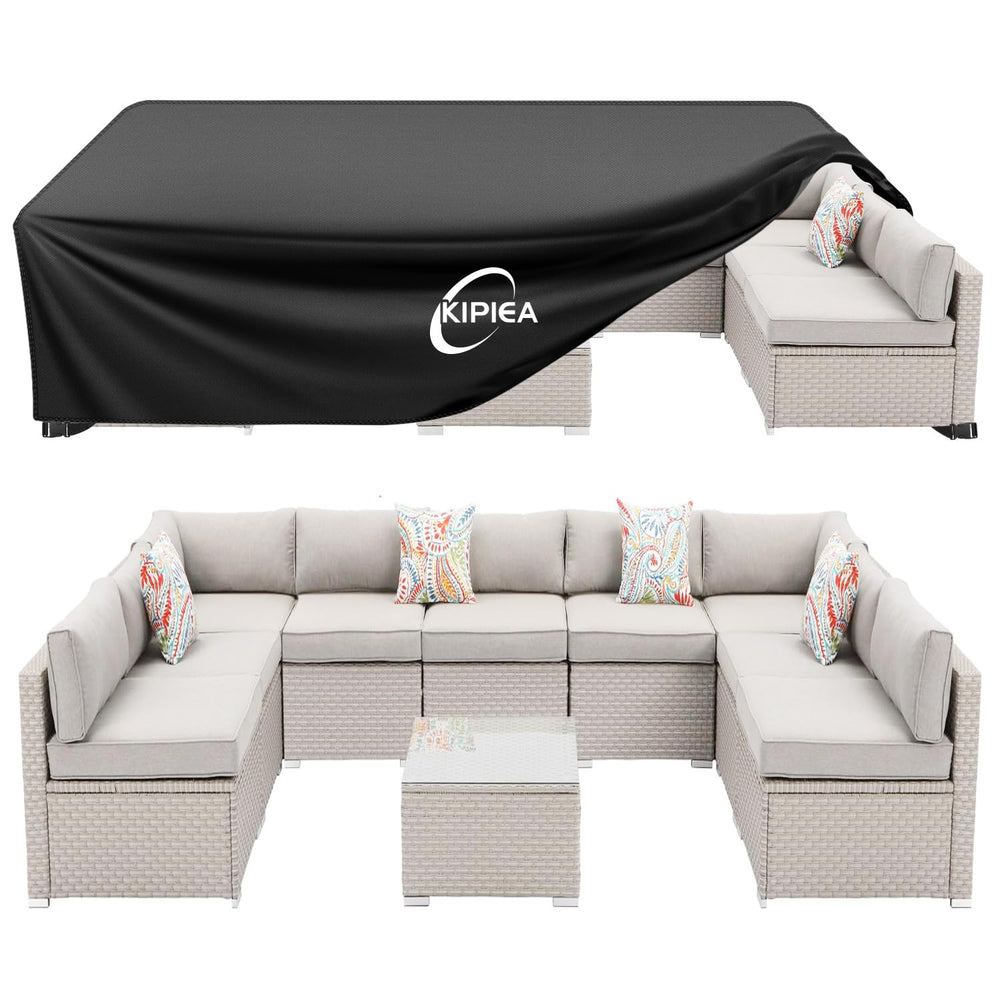 Kipiea front view showing full patio cover protecting furniture