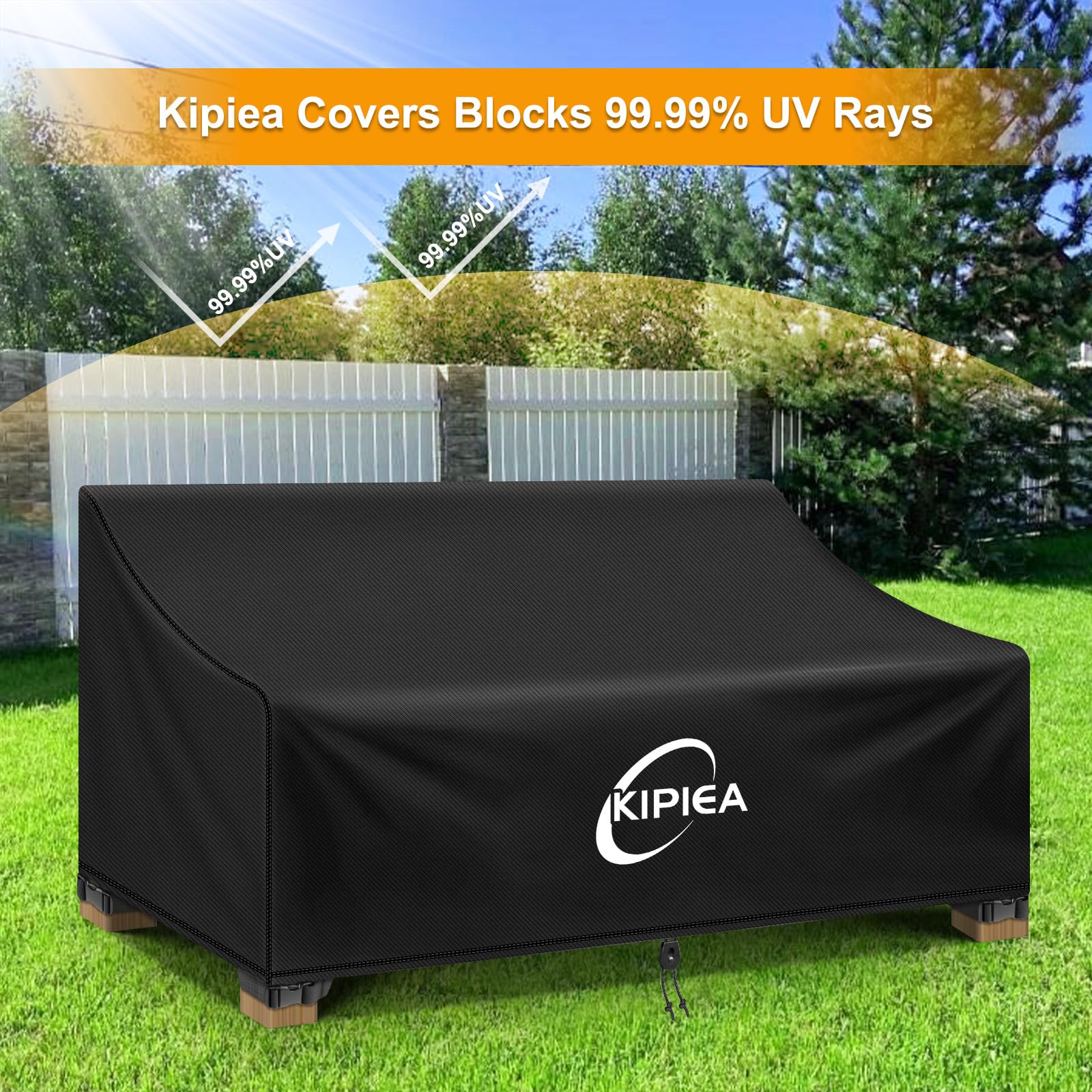 Kipiea size comparison with person showing correct fit for 78 inch sofa