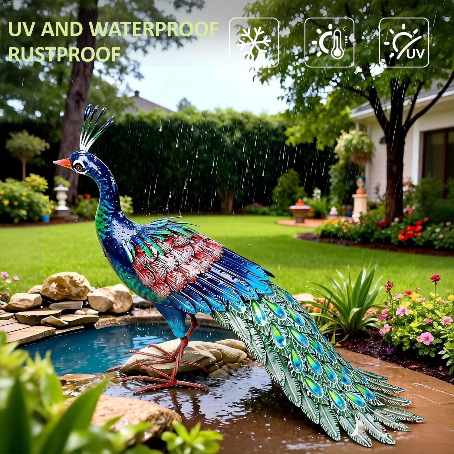 Kircust peacock tail detail highlighting intricate feathers and visual depth