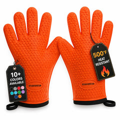 Kitchen Perfection front packaging showing two 11-inch heat-resistant gloves and extras
