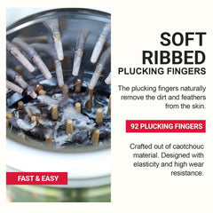 Kitchener in-use plucking bird demonstrates fast defeathering, saves labor and time