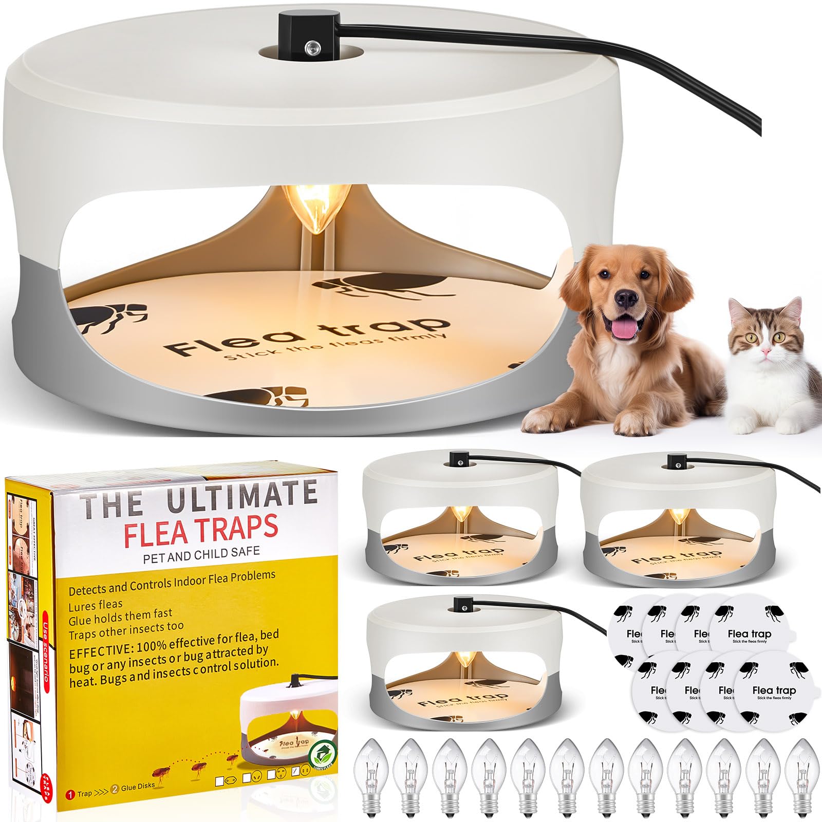 Kittmip front packaging showing four traps and included accessories for easy setup