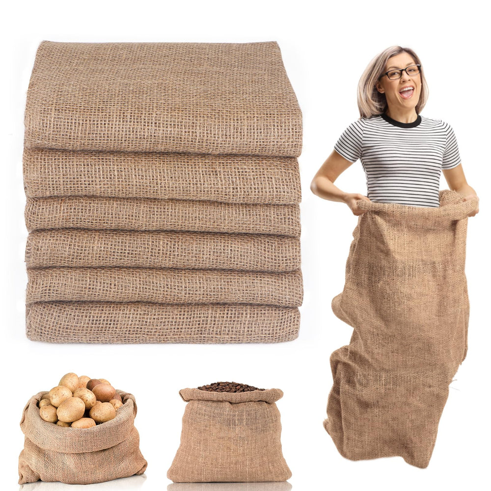 Kmise burlap sacks front pack showing six reusable sacks for events benefit durability