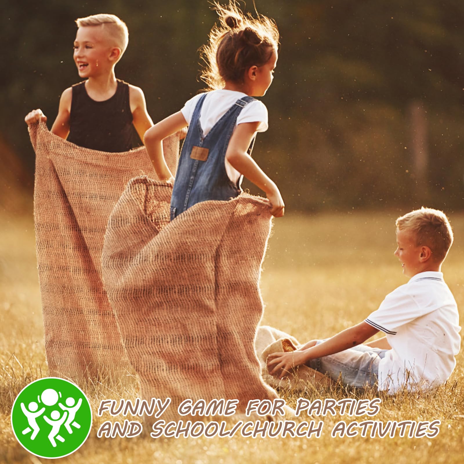 Kmise sack used for three-legged race showing comfortable fit and safety benefit
