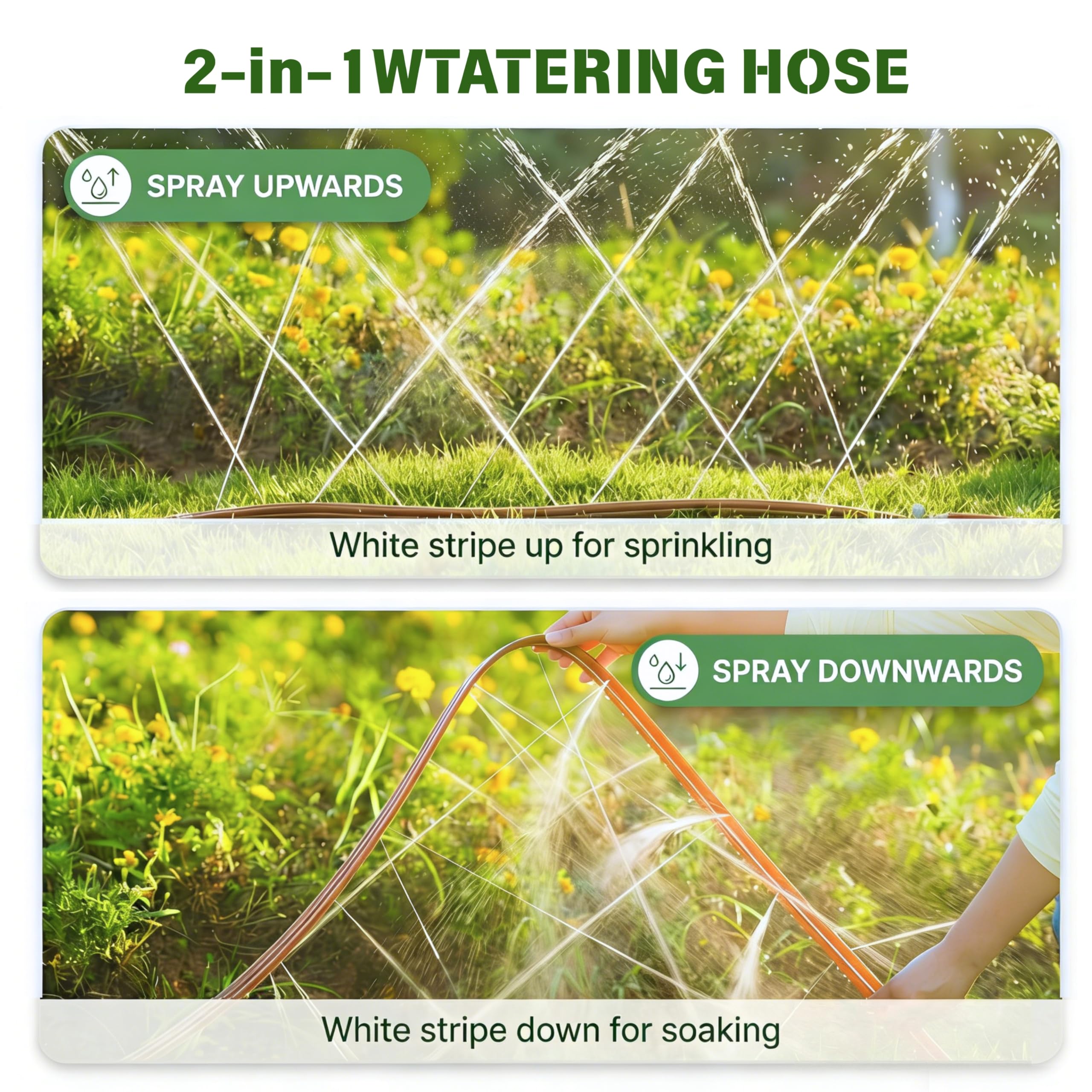 KOBAZ flat hose laid along lawn edge for even, low-profile watering