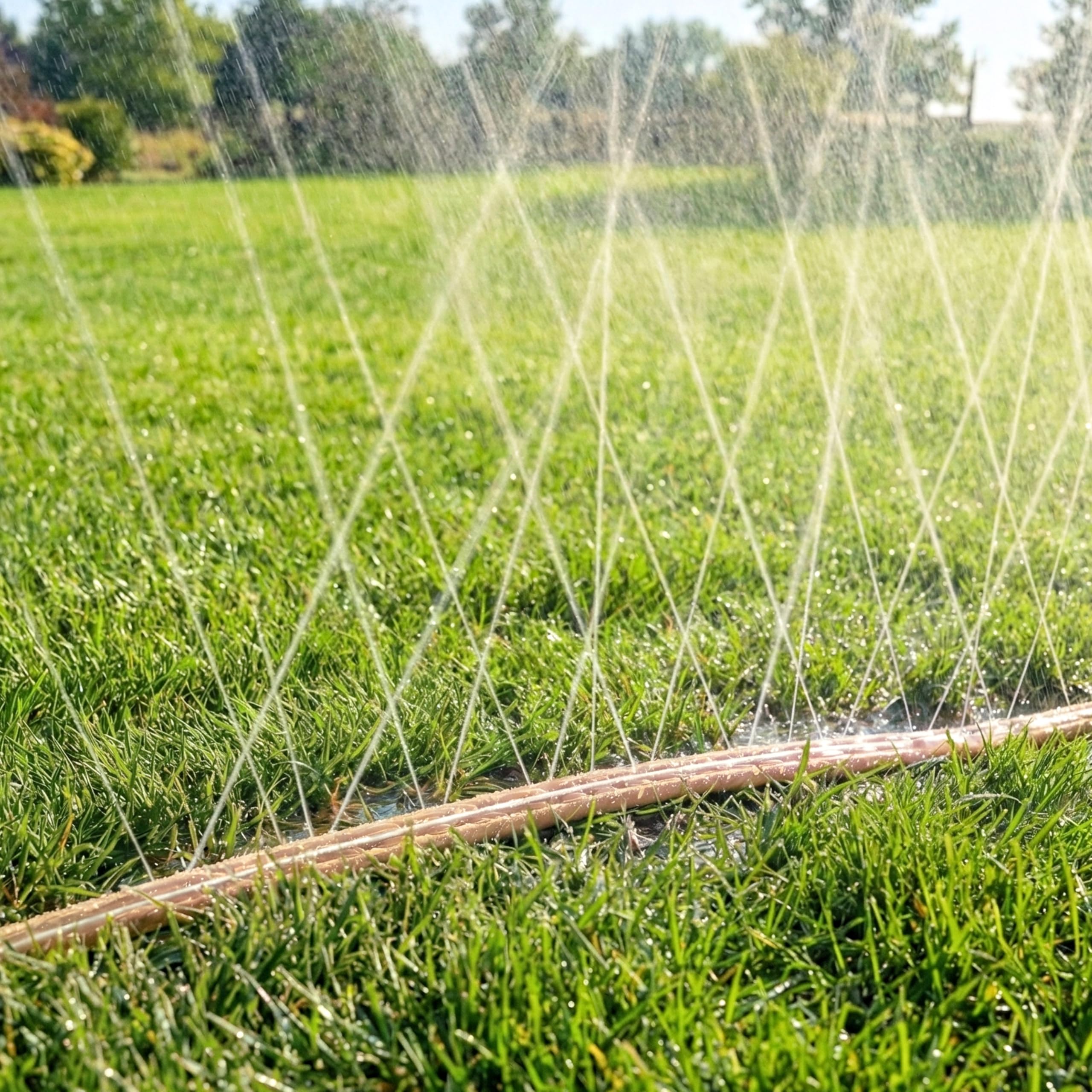 KOBAZ rolled hose beside a water can demonstrating compact storage