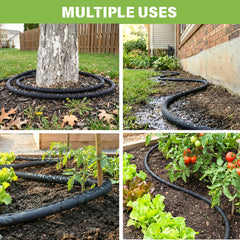 KOBAZ soaker hose laid in garden beds delivering targeted root watering