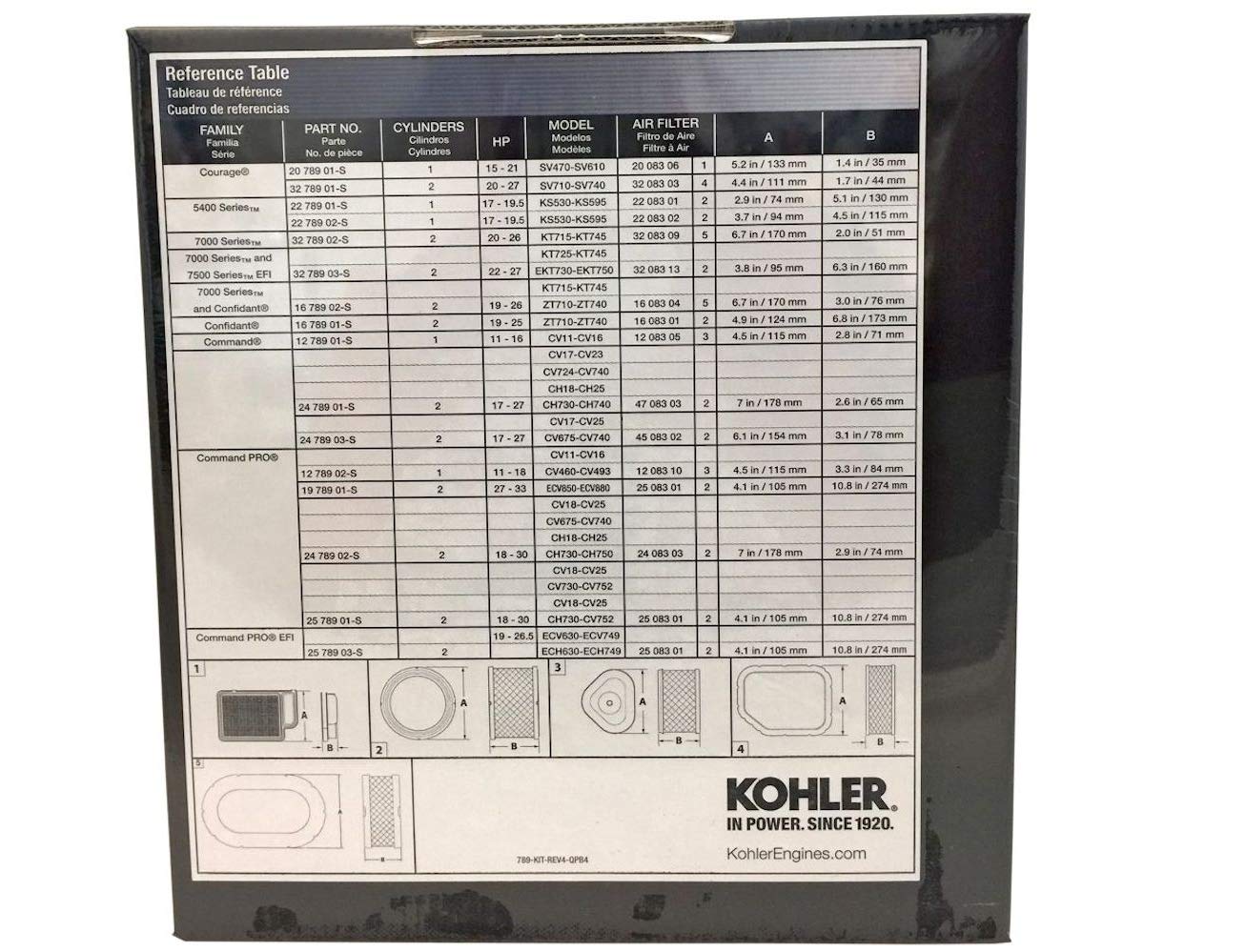 Close-up of Kohler air filter oil bottles and spark plugs, clear view for correct replacement