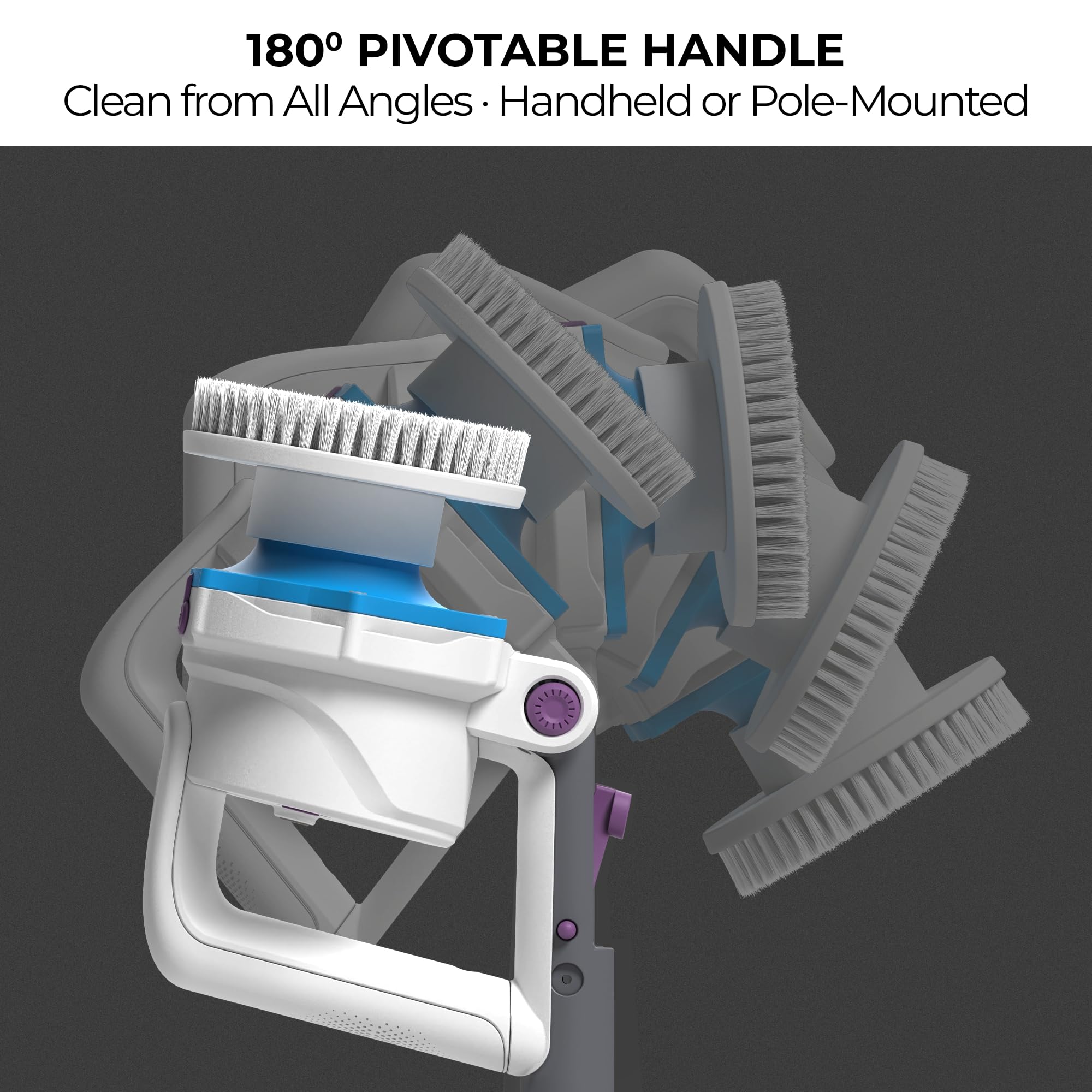 Kokido pivoting handle detail showing 180-degree flexibility for tight areas