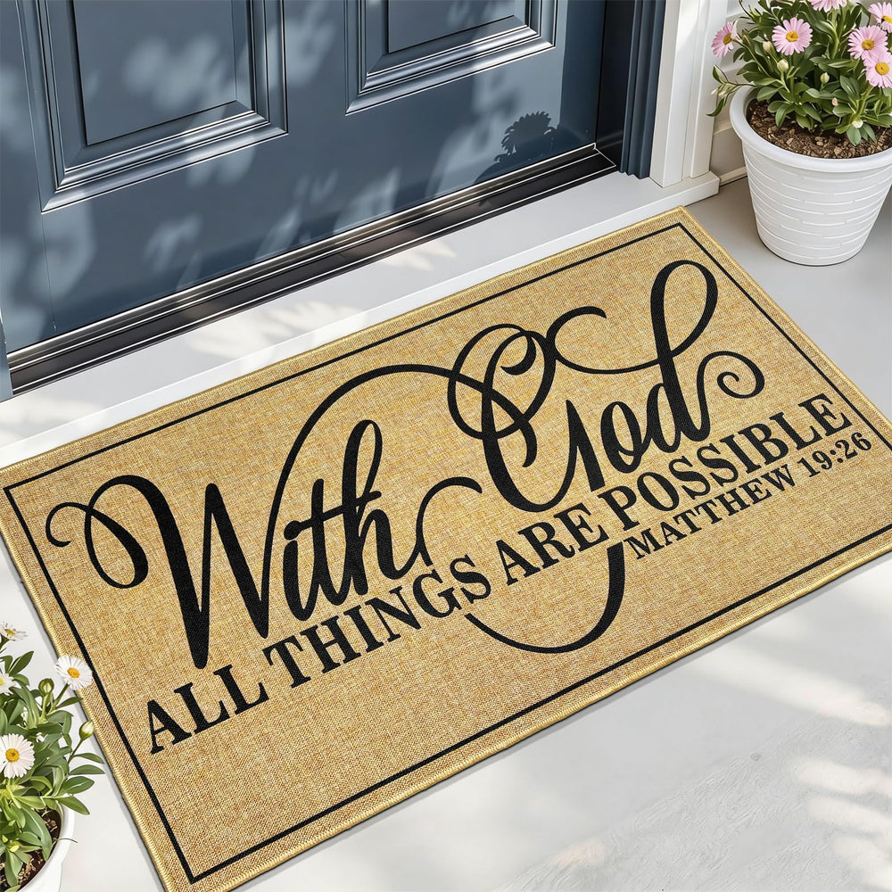 kokolap front view welcome mat showing faith message and tidy entrance benefit