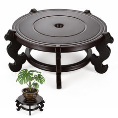 KongTiva front view of wooden plant stand showing classic silhouette and stability