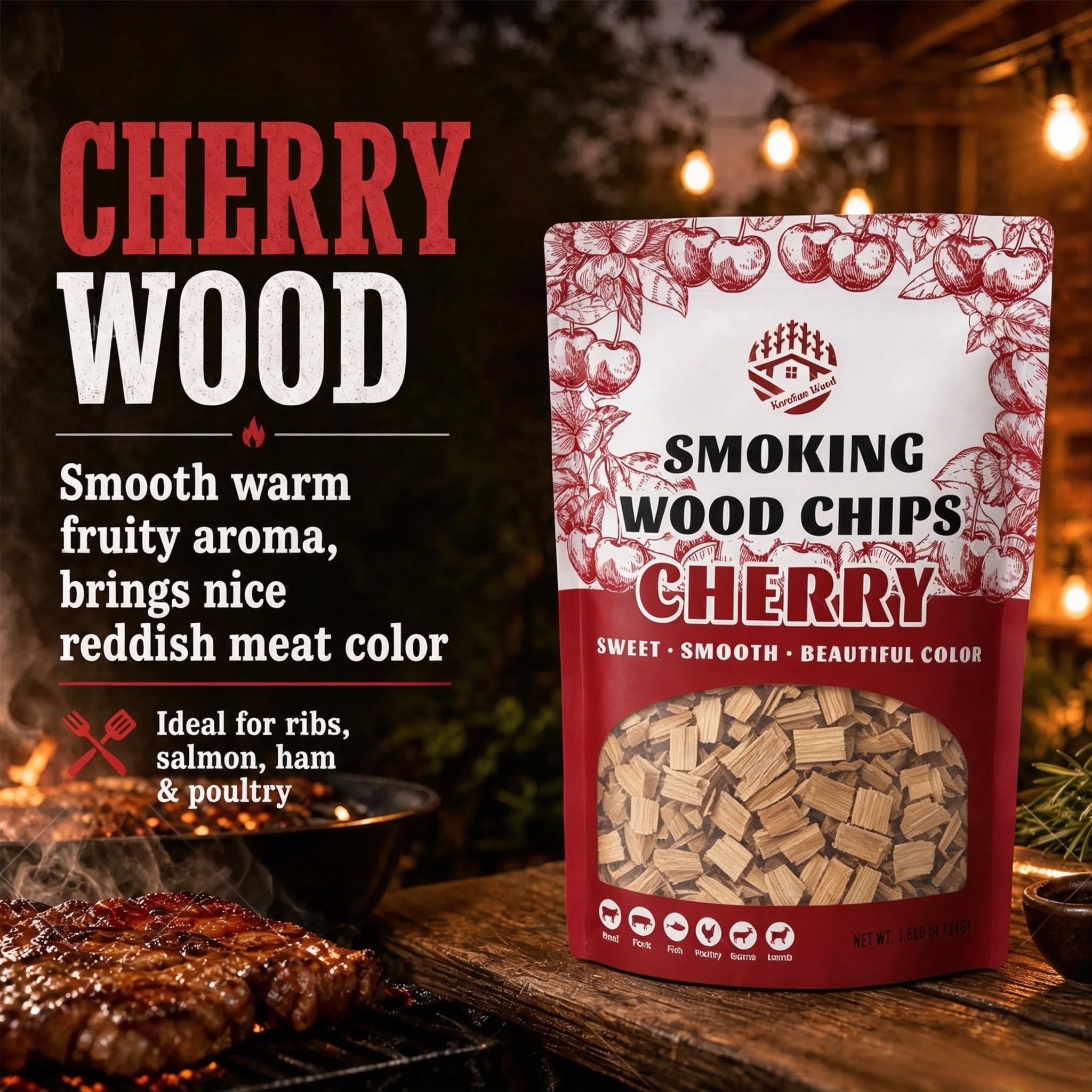 KORELION WOOD chips in smoker box producing smoke benefit: consistent flavor delivery
