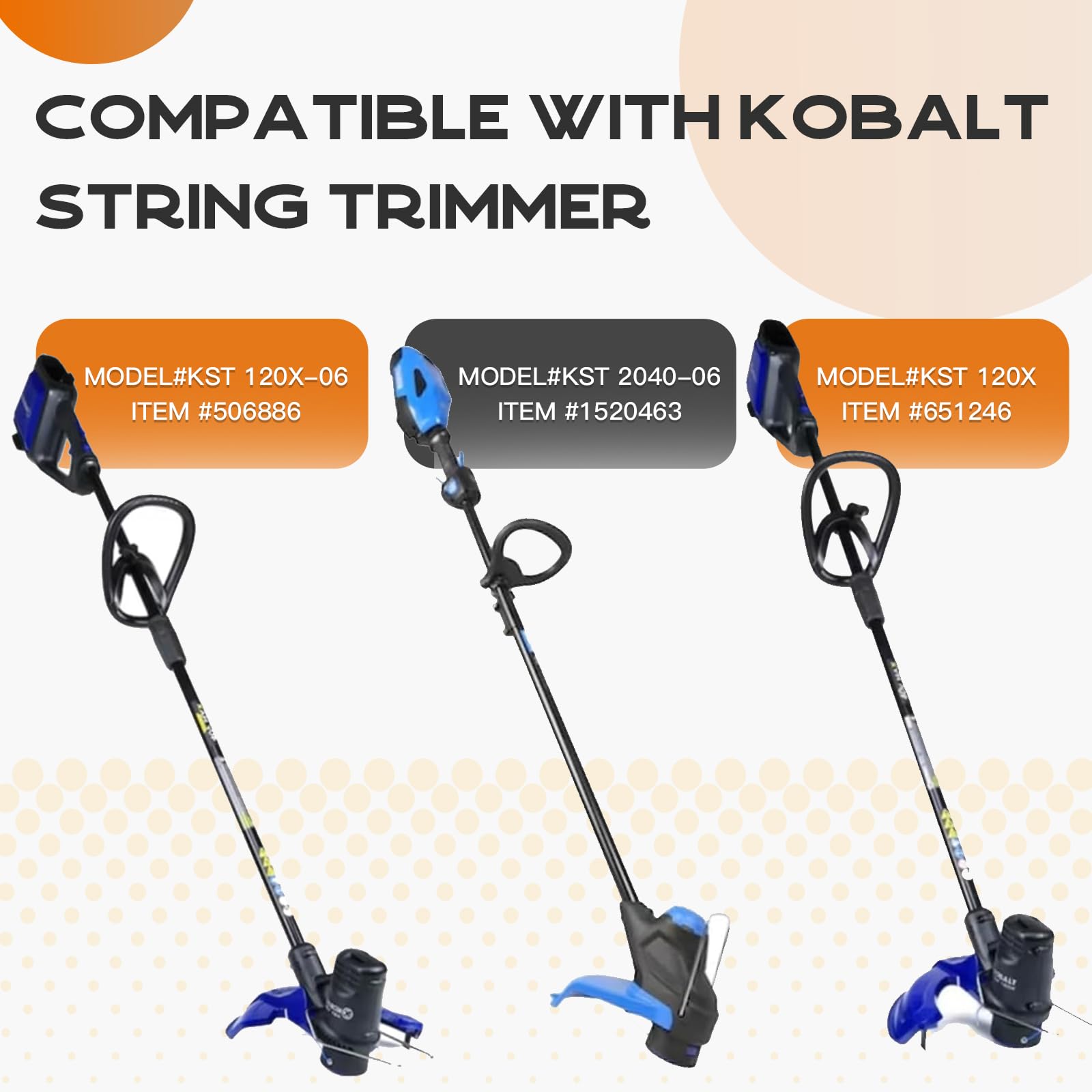 Kousika spool installed in a Kobalt trimmer demonstrating easy swap and fast setup