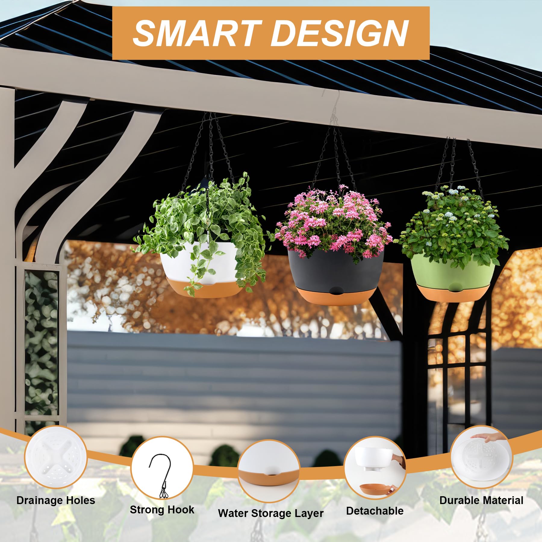 KPUVX hanging planters in balcony setting showcasing attractive vertical greenery display