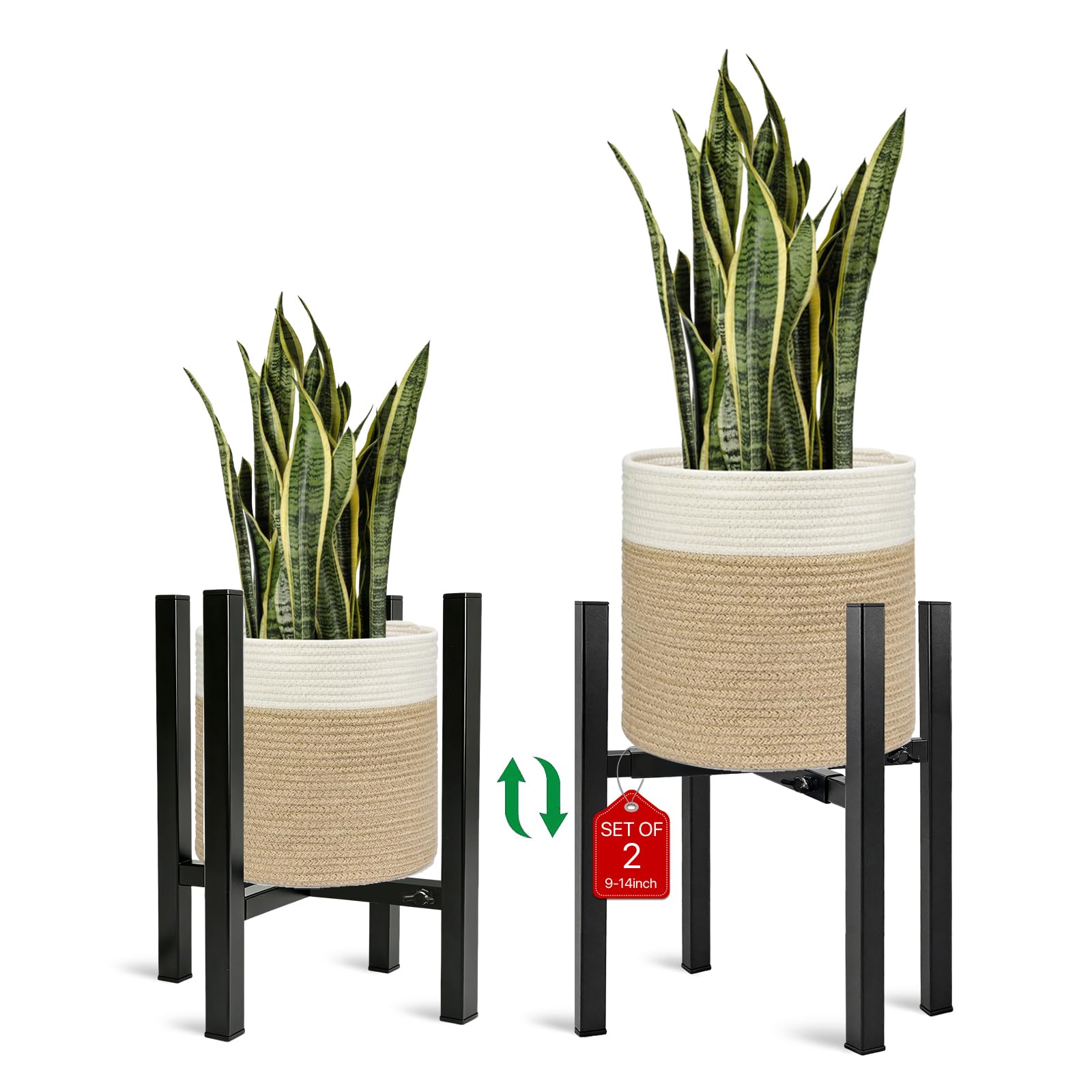 Kriico front view of adjustable metal plant stand showing sturdy frame and balance
