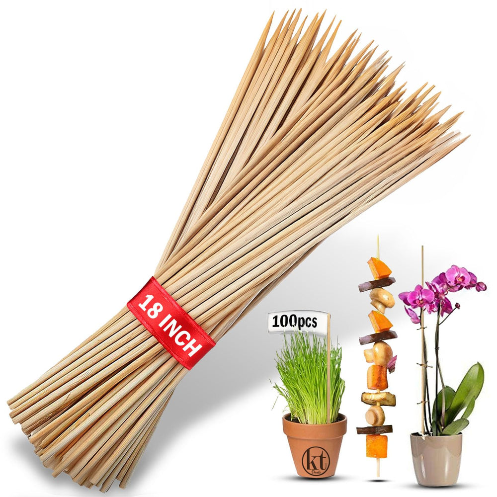 KT Deals front packaging showing 100 bamboo stakes, ideal for bulk plant support
