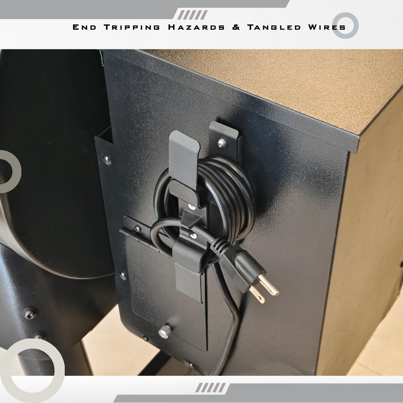 KU-koruo in backyard grill setup keeping cords elevated and reducing tripping