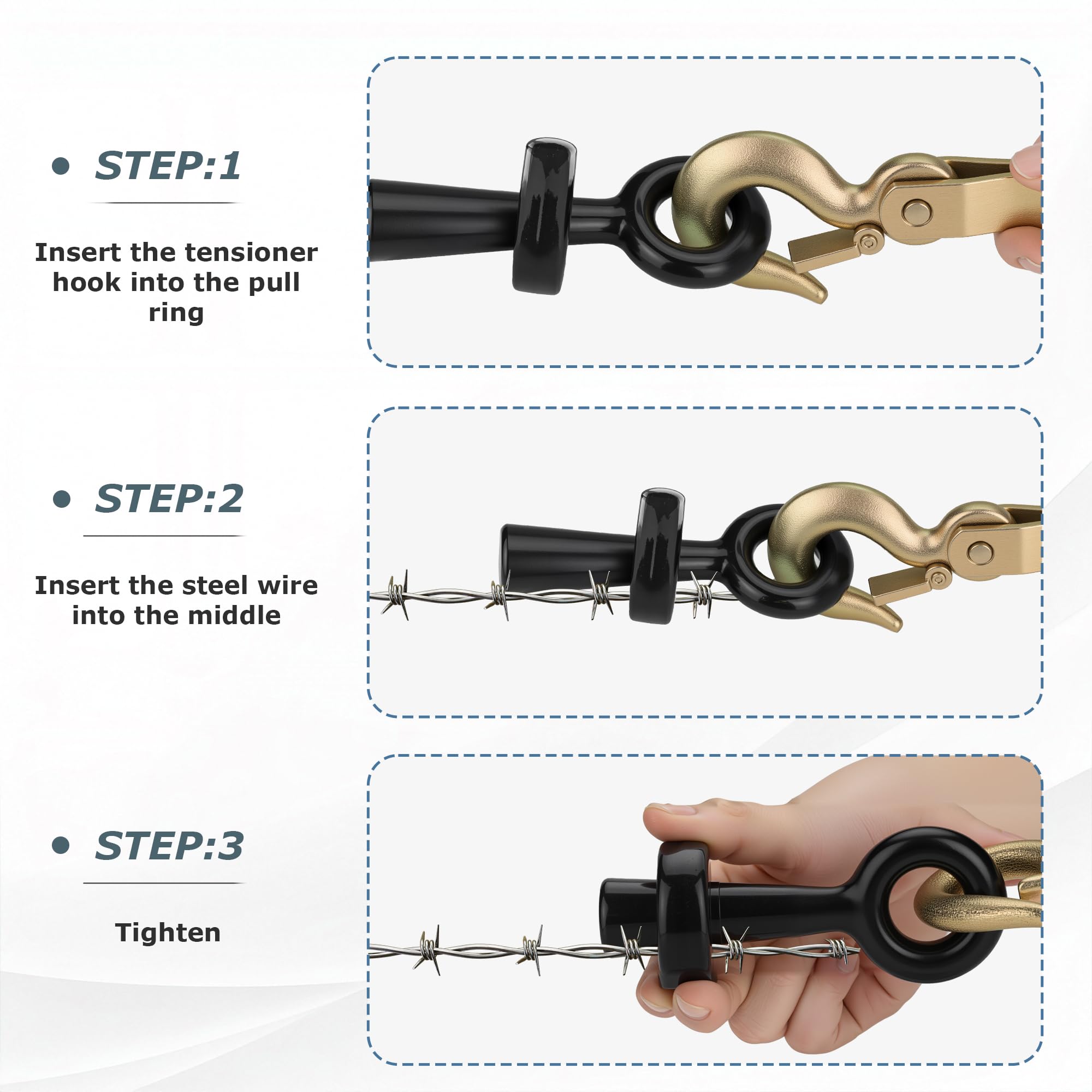 L-FENCE LYDITE beside a hand for scale to show compact, portable convenience