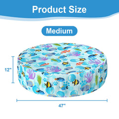 Ladadee elastic hem detail hugging pool rim, secures cover in wind