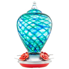 LaElvish Garden blue mermaid front view showing attractive hand-blown glass design and curb appeal