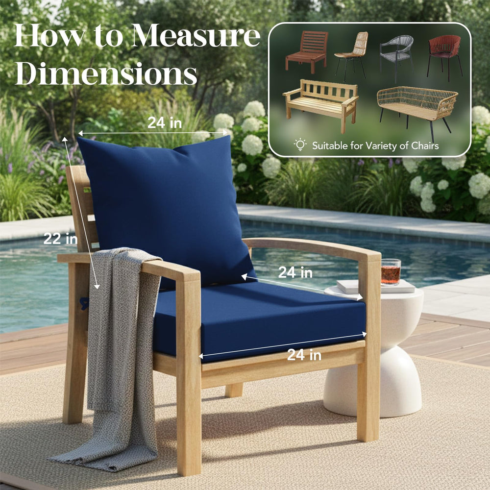 L'AGRATY cushions placed on patio sofa demonstrating comfortable seating