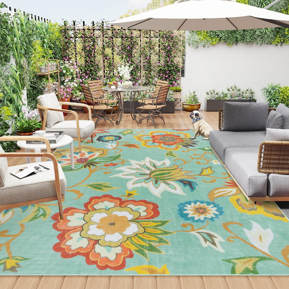 Lahome floral rug front view showing full pattern and size benefit