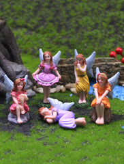 Lamnes front view of the five fairy figurines showing vibrant colors and charming poses, brightens displays