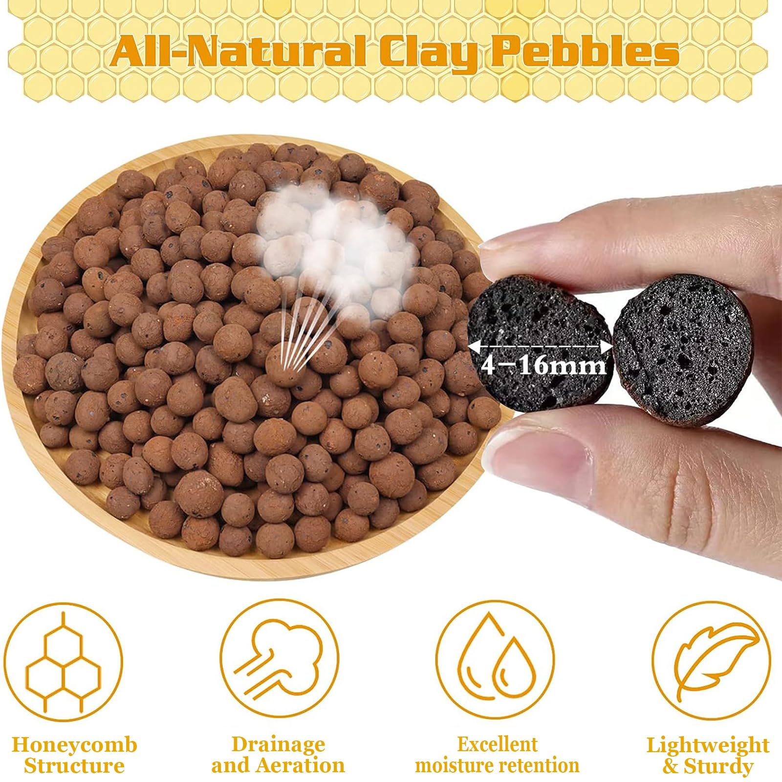 Legigo close-up of 4–16mm clay pebble texture showing porosity for root aeration