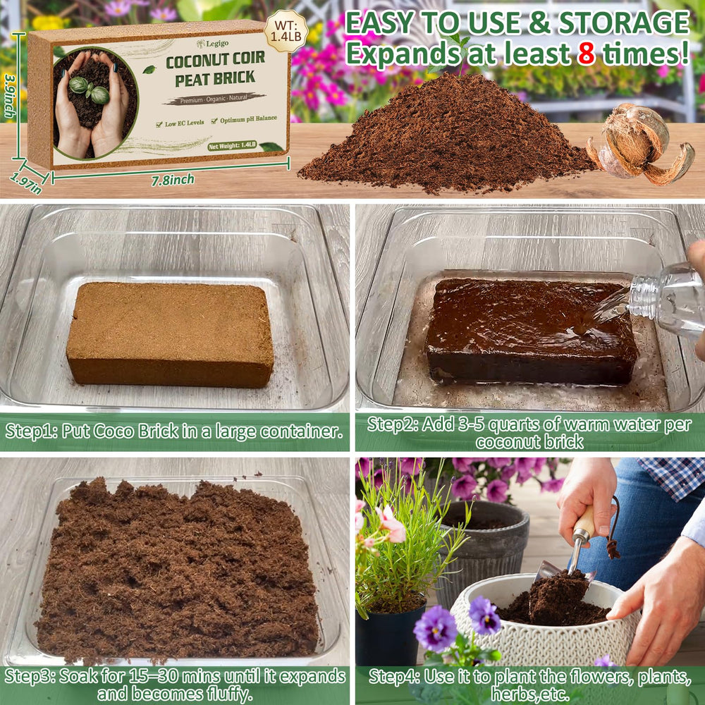 Legigo hands potting plants with hydrated coir for improved drainage