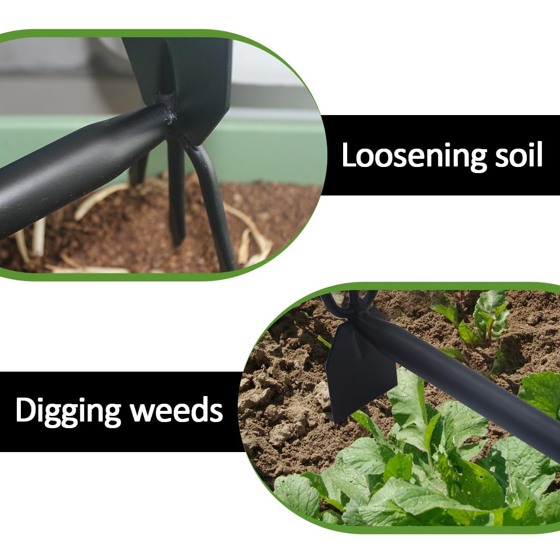 Lehood in use loosening garden bed to speed planting and weeding