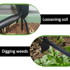 Lehood in use loosening garden bed to speed planting and weeding
