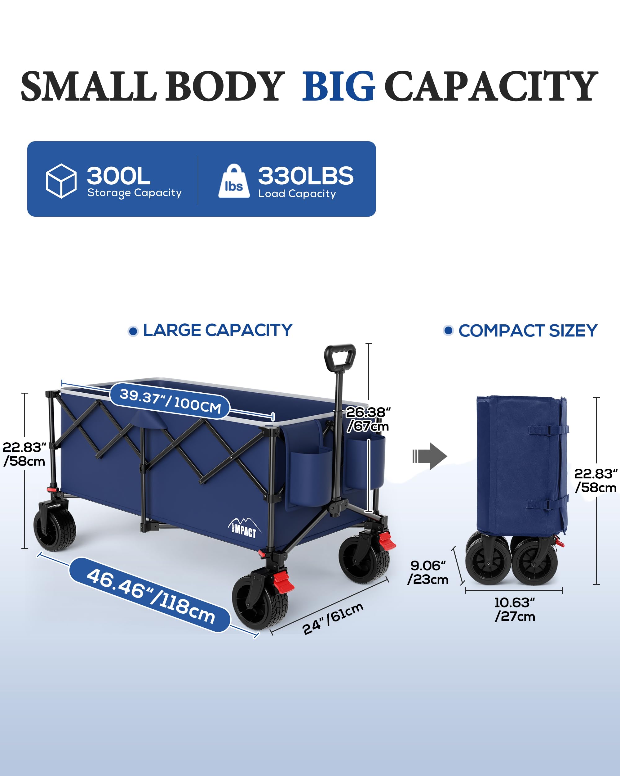 LEISURE IMPACT folded compact size in car trunk for easy storage and transport