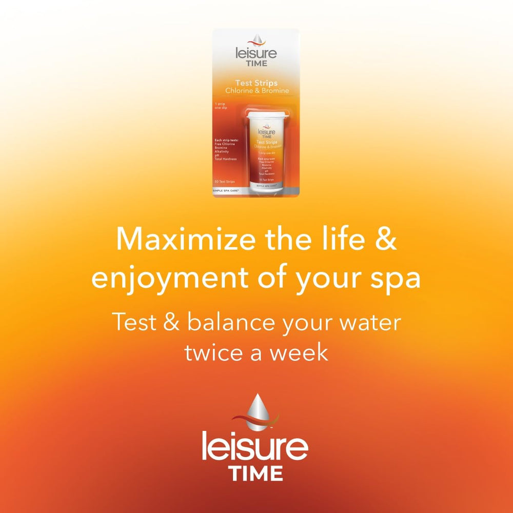 LEISURE TIME next to a hand for scale showing convenient 2.5 lb size for regular maintenance