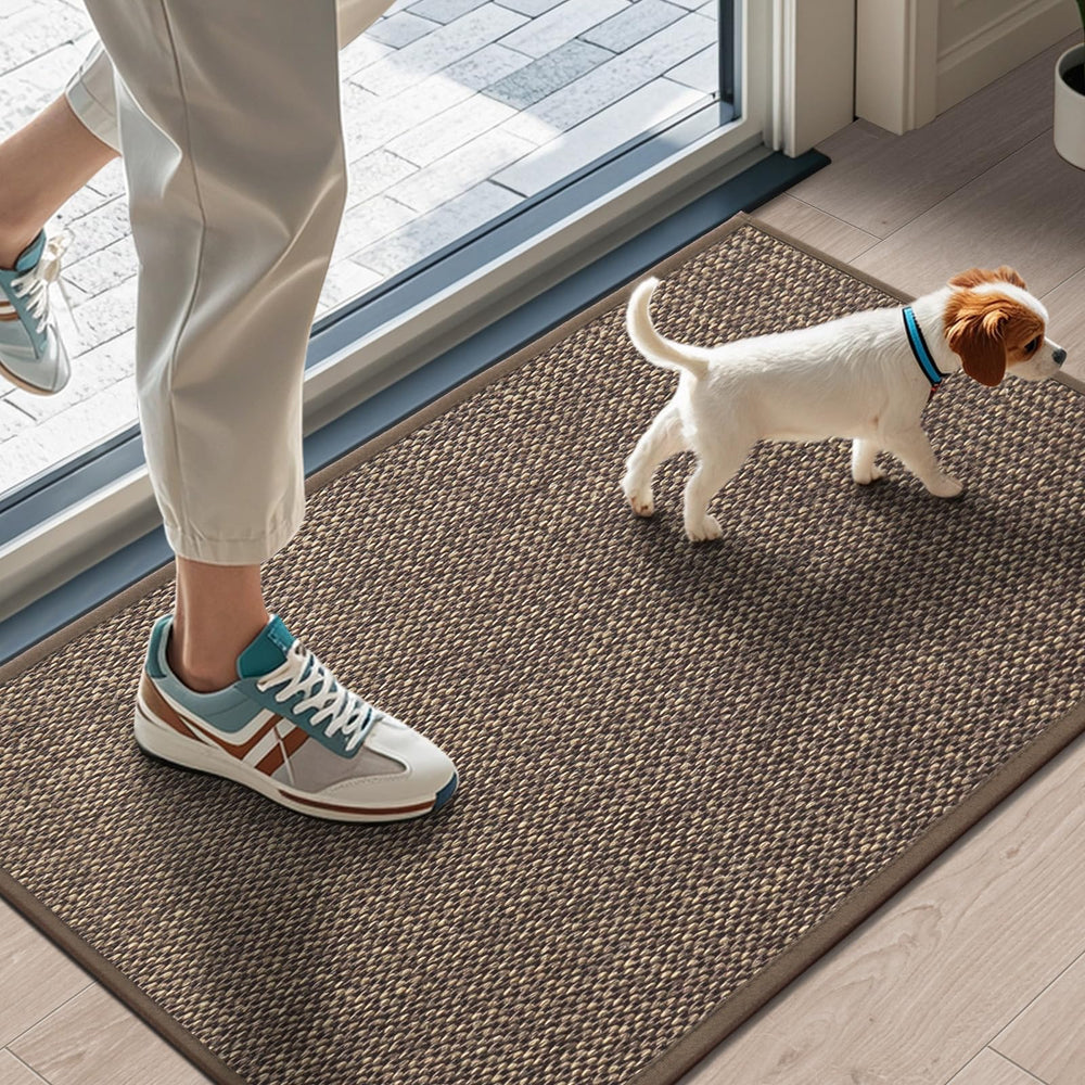 LEKEEPGO front view brown door mat showing neat finish and welcoming look
