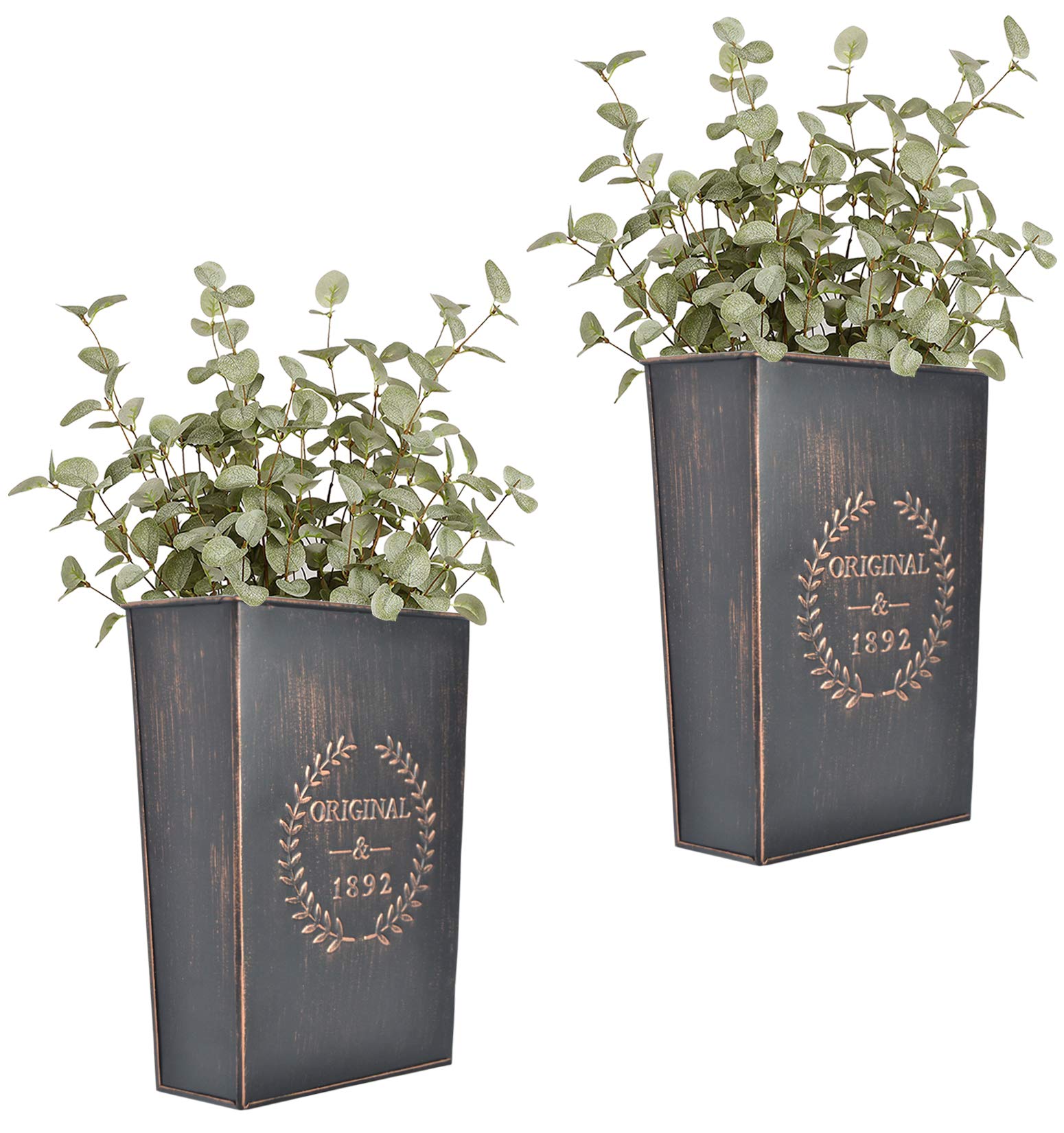 LESEN front view of both planters showing farmhouse appeal and easy wall display