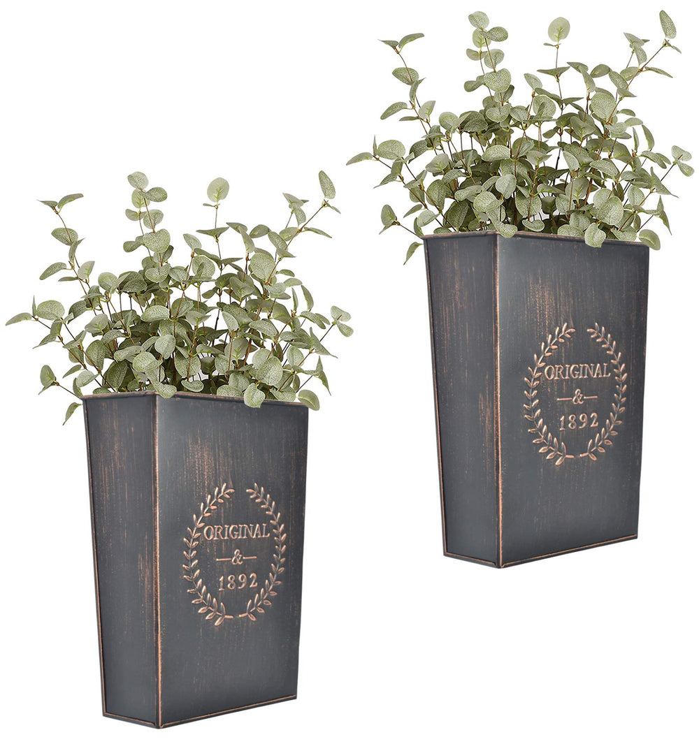 LESEN front view of both planters showing farmhouse appeal and easy wall display