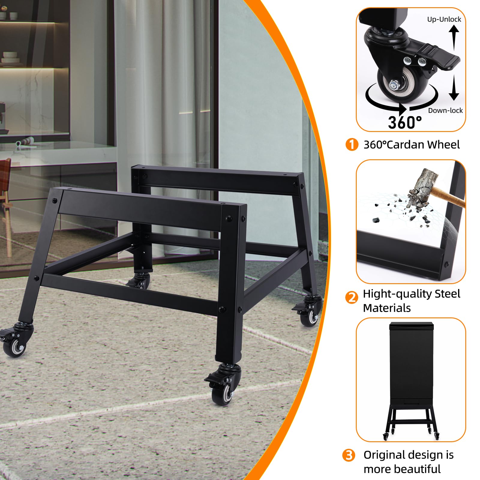 LGBWTUS swivel wheels and locking casters, enable stable smooth mobility