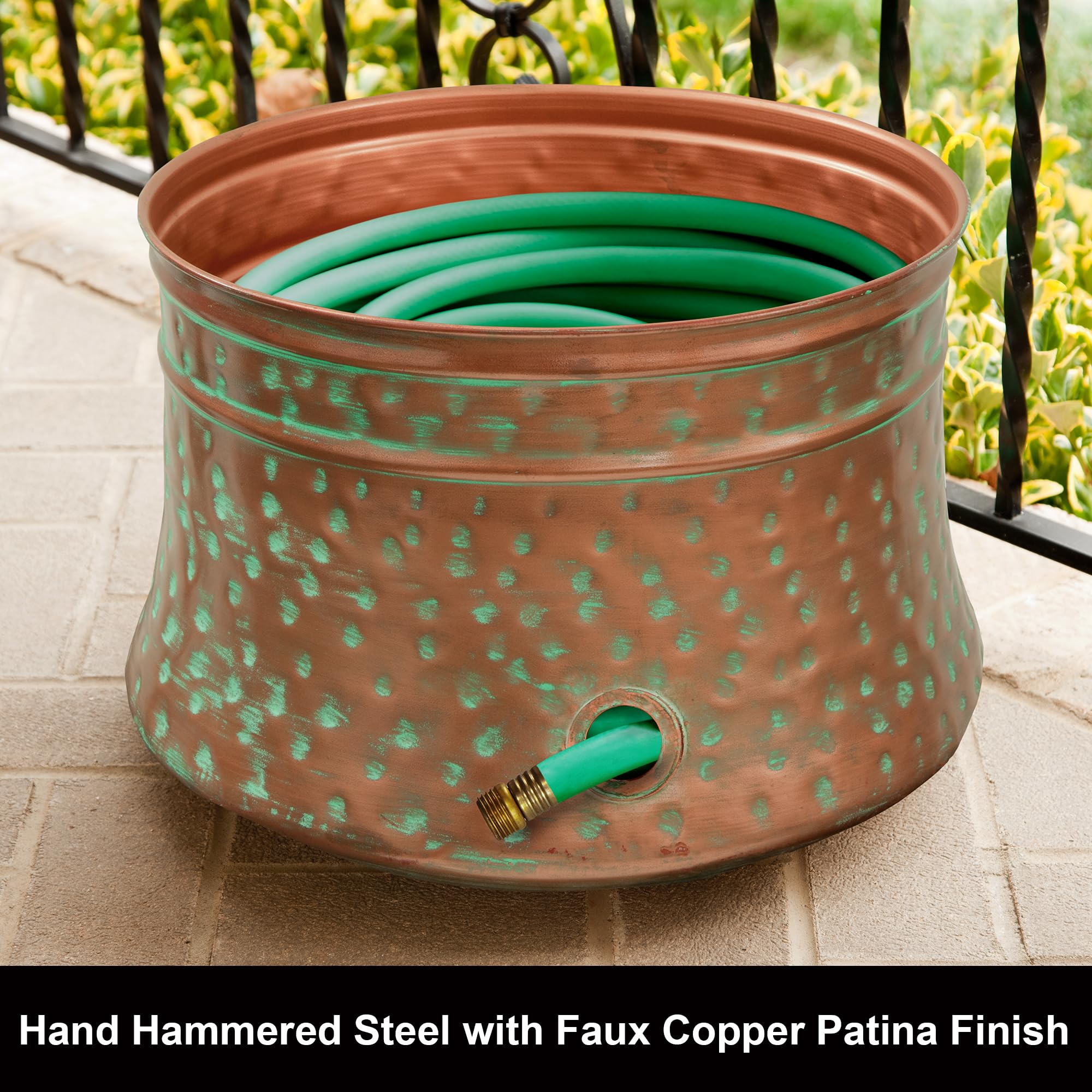 Liberty Garden close-up of hand-hammered steel texture highlighting durability